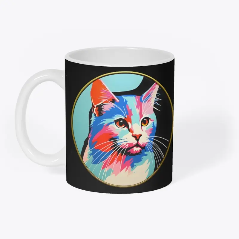 Aqua Pop Art Cat