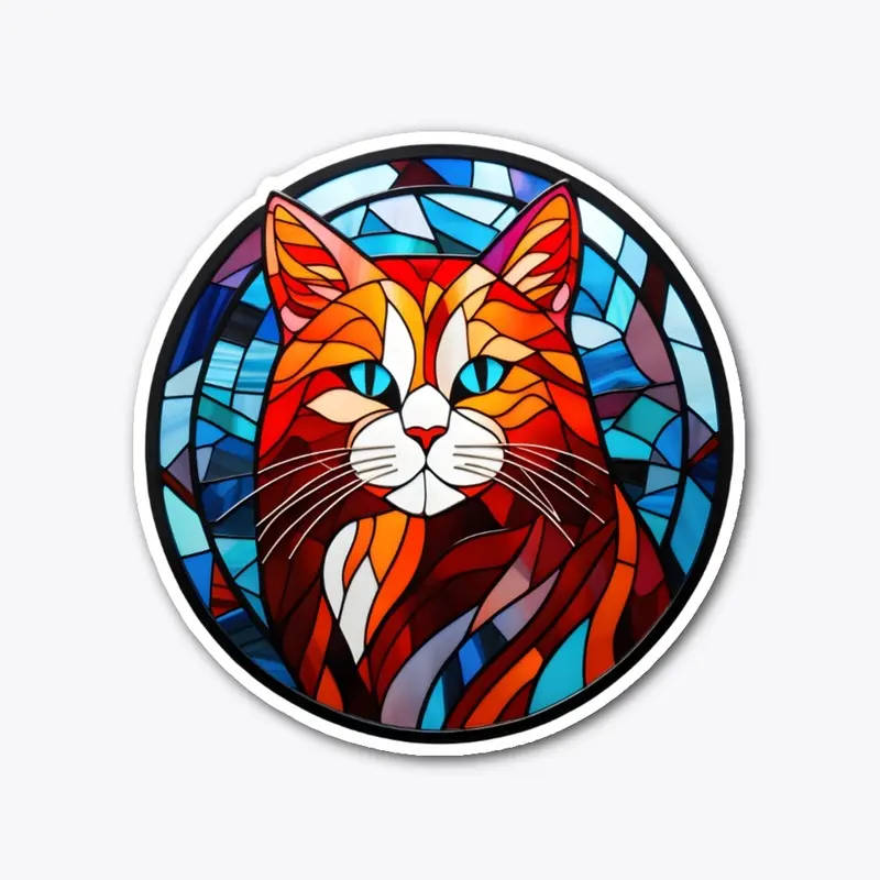 Cat Stained Glass Window